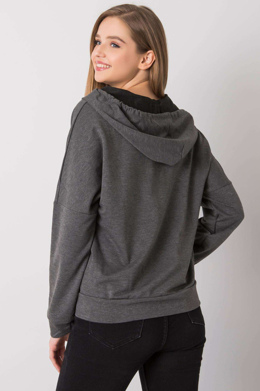 Tmavě šedá melanžová mikina s kapucí...