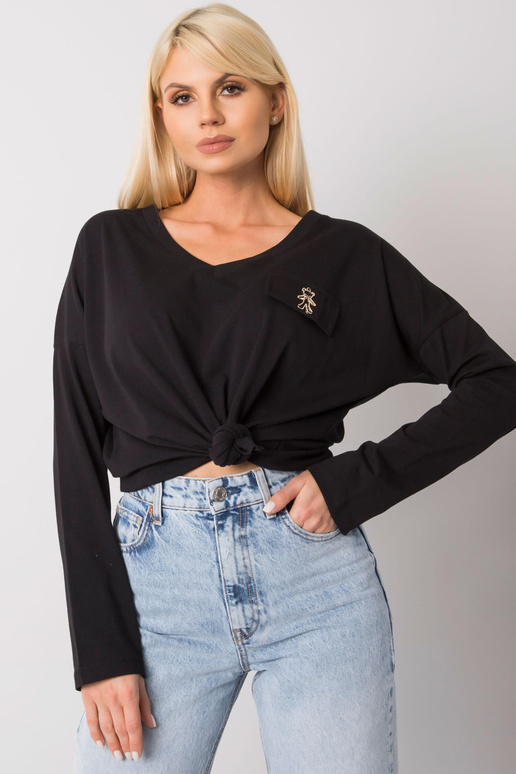 Černá halenka Bianca s výstřihem do V