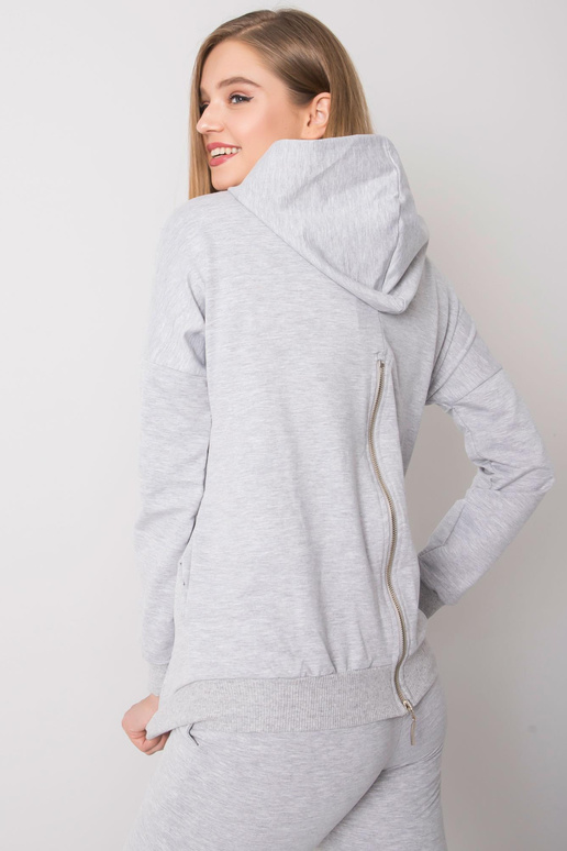 Šedá melanžová mikina s mikinou a...