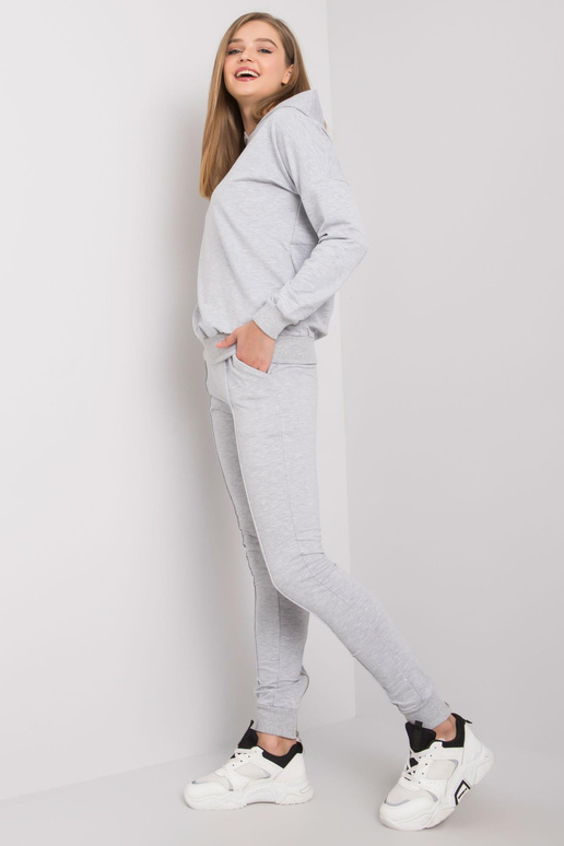 Šedá melanžová mikina s mikinou a...