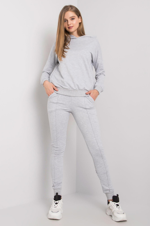 Šedá melanžová mikina s mikinou a...