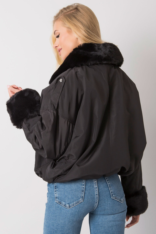 Černá bunda s kožešinou Zohra