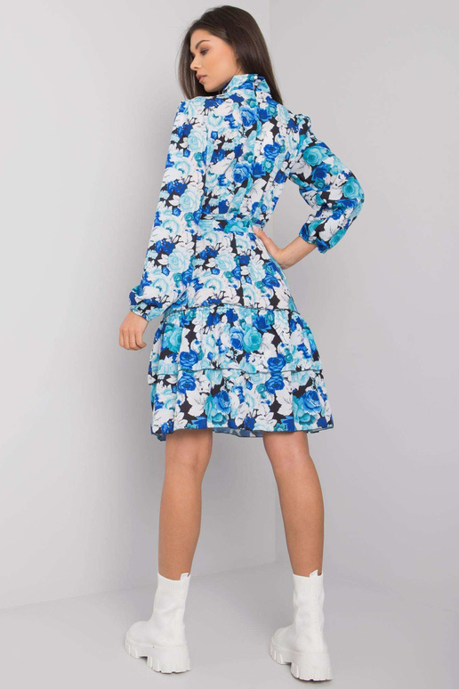 Černomodré květinové šaty s volánem...