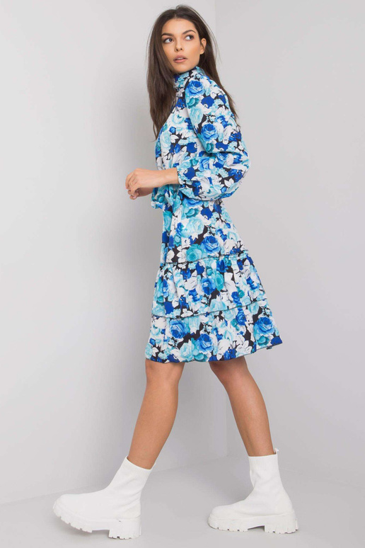 Černomodré květinové šaty s volánem...