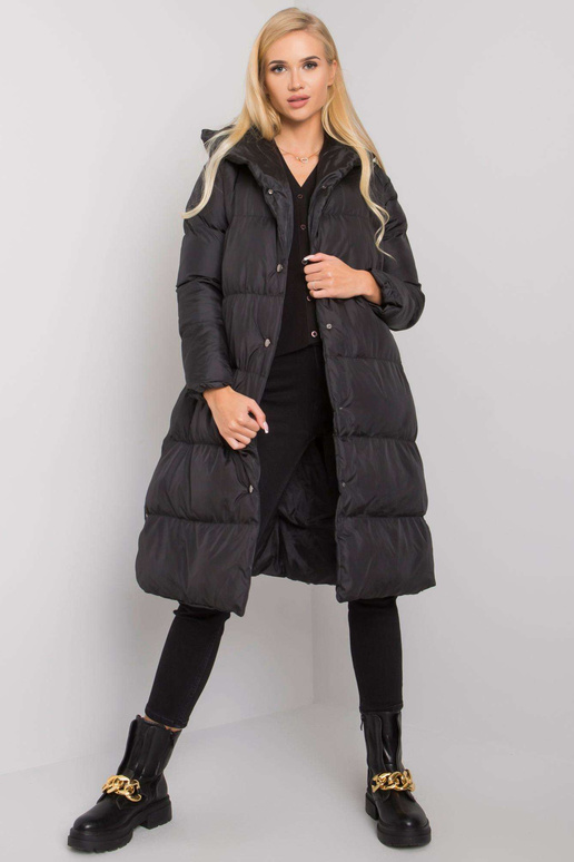 Černá prošívaná bunda s kapucí Starlet