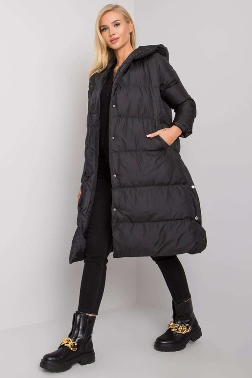 Černá prošívaná bunda s kapucí Starlet