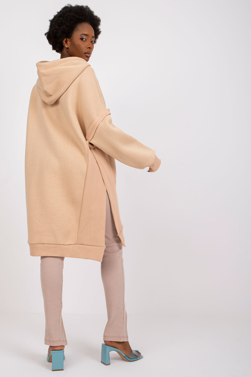 Béžová dlouhá mikina s mikinou Boston