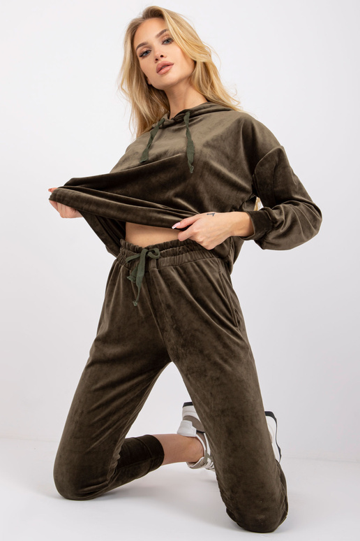 Khaki dvoudílný velurový set Avignon