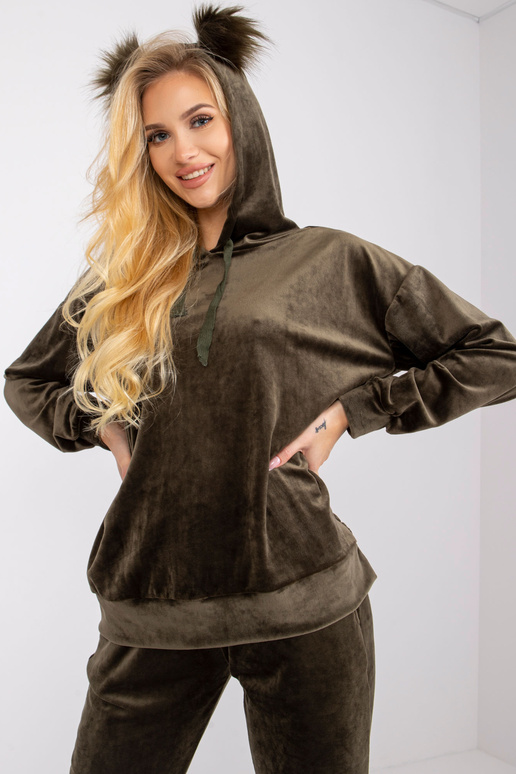 Khaki dvoudílný velurový set Avignon