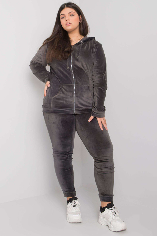 Tmavě šedý velur plus size set Michell Tmavě šedý velur plus size set Michell