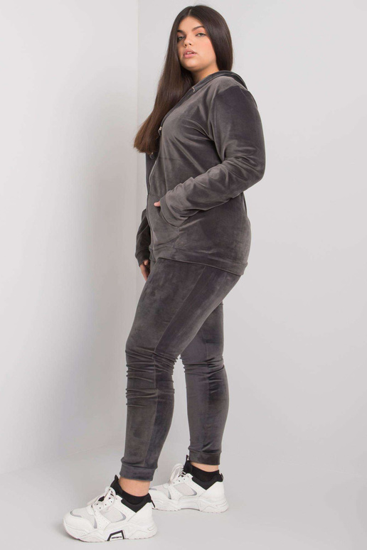 Tmavě šedý velur plus size set Michell Tmavě šedý velur plus size set Michell