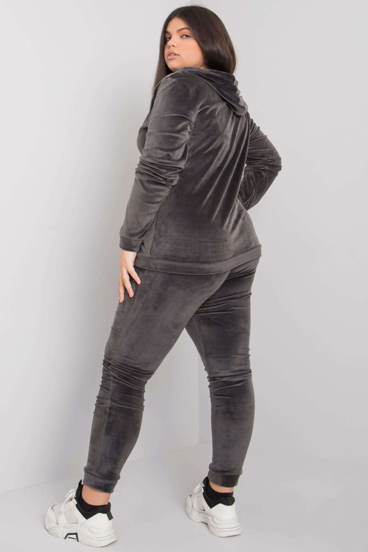 Tmavě šedý velur plus size set Michell Tmavě šedý velur plus size set Michell