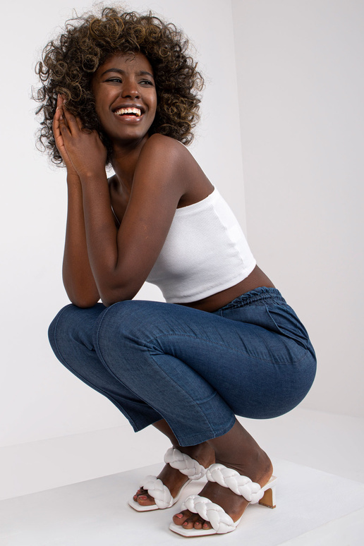 Tmavě modré kalhoty s elastickým...