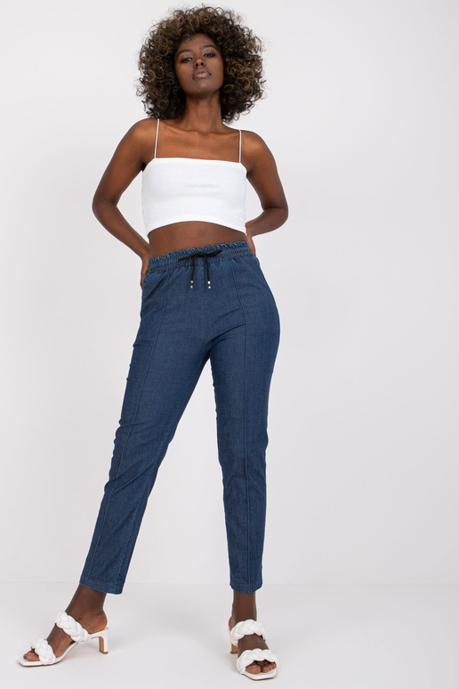 Tmavě modré kalhoty s elastickým...