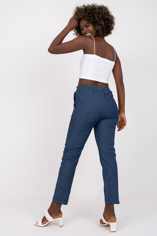 Tmavě modré kalhoty s elastickým...