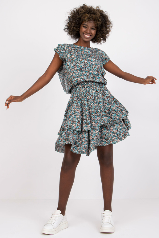 Modrohnědé květinové minišaty Lleida...