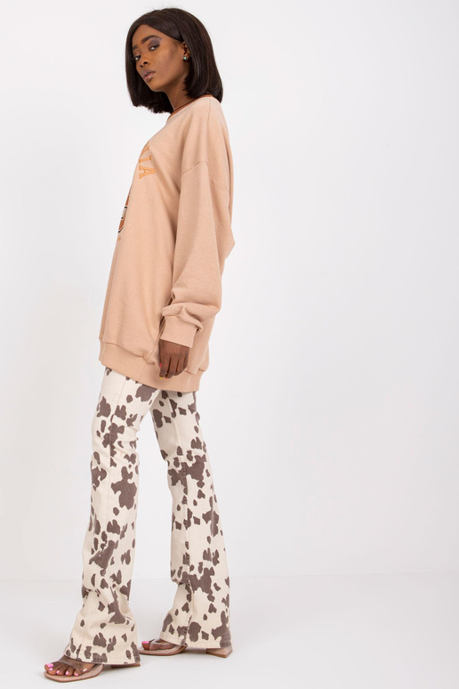 Béžová dlouhá mikina bez kapuce Suzanne