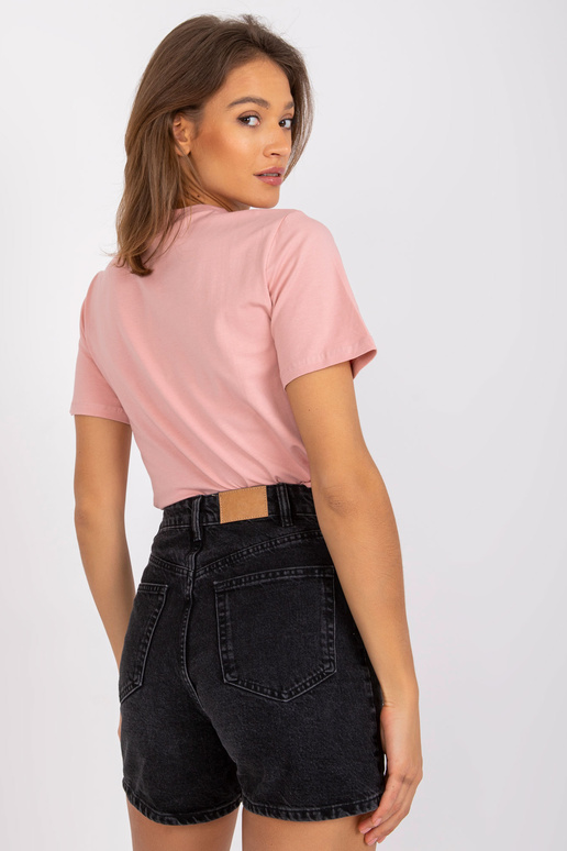 Světle růžové dámské tričko s kulatým...