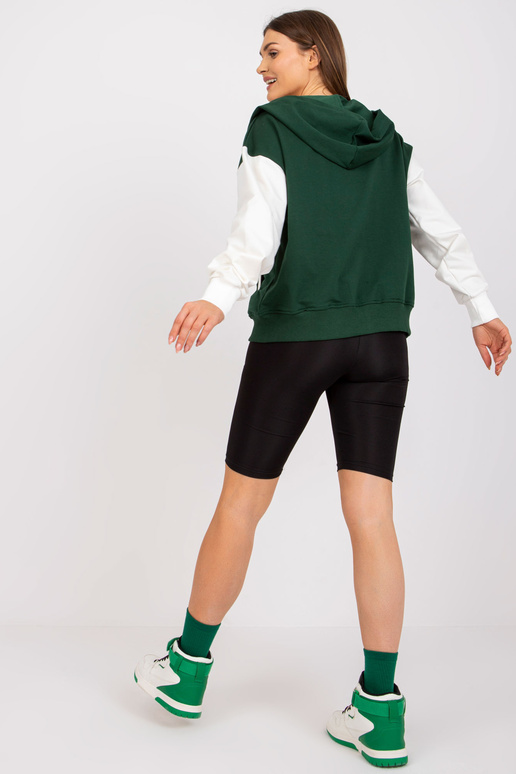 Tmavě zelená baseballová mikina s kapucí
