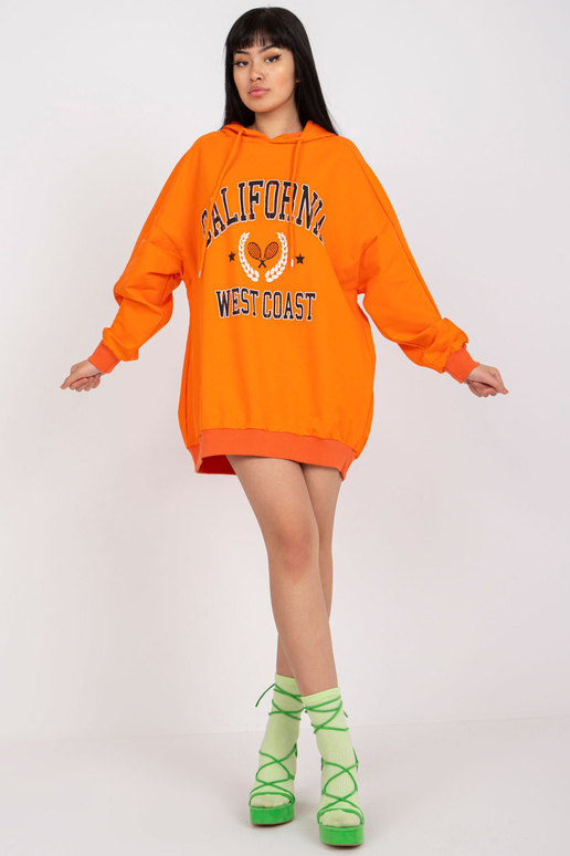 Oranžová oversize mikina s potiskem a...