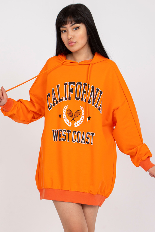 Oranžová oversize mikina s potiskem a...