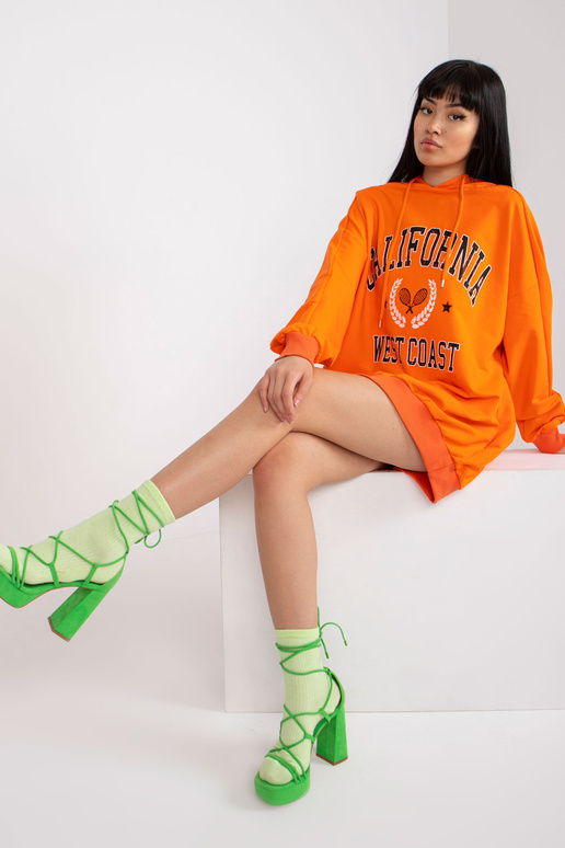 Oranžová oversize mikina s potiskem a...