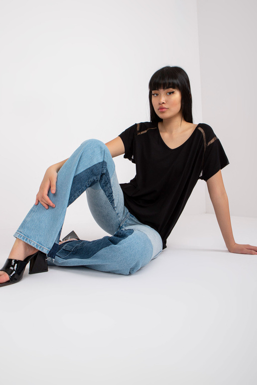 Černá viskózová ležérní halenka s...