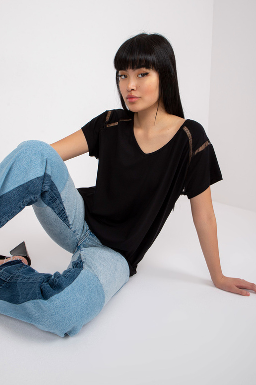 Černá viskózová ležérní halenka s...