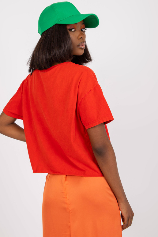 Krátké červené bavlněné tričko s...