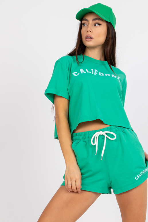 Zelený bavlněný letní set s šortkami