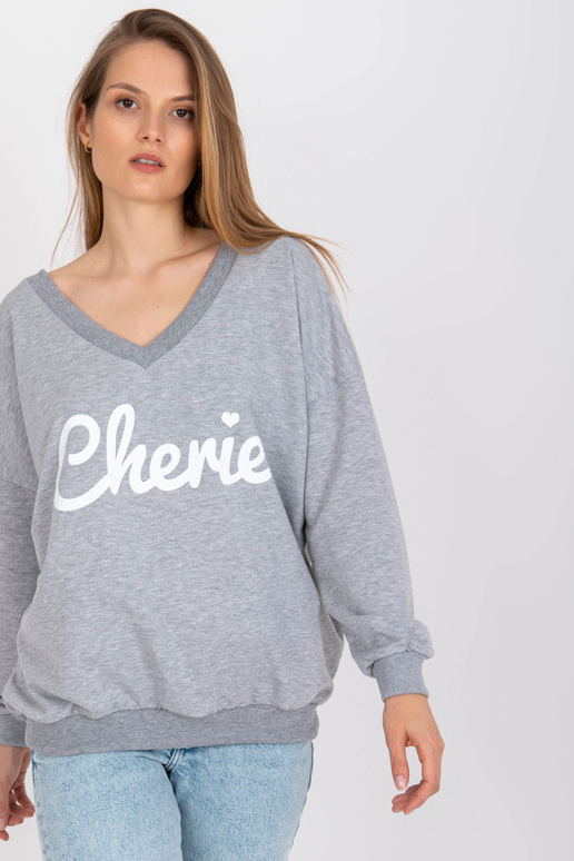 Šedobílá oversize mikina s potiskem a...