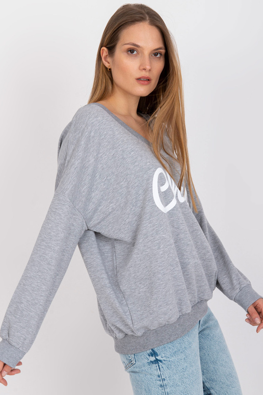 Šedobílá oversize mikina s potiskem a...