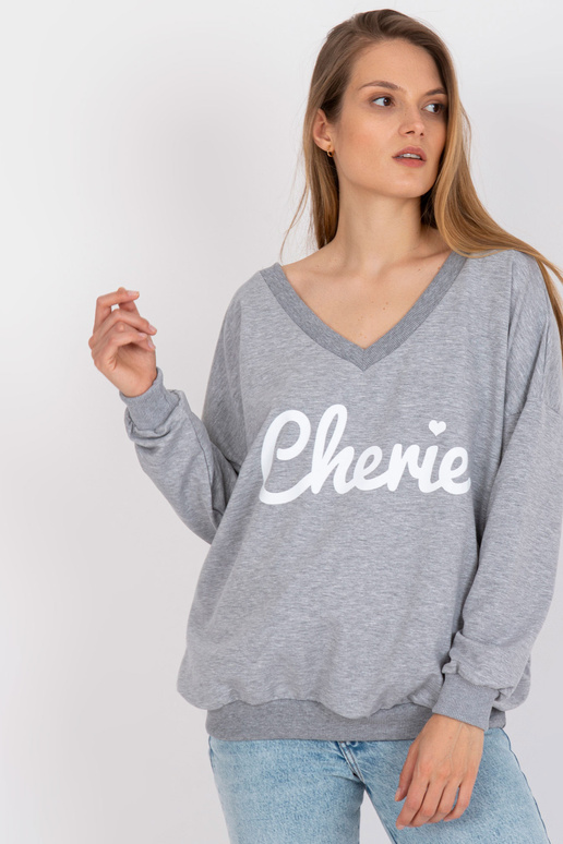 Šedobílá oversize mikina s potiskem a...