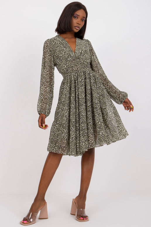 Zeleno-béžové šaty s potiskem a...