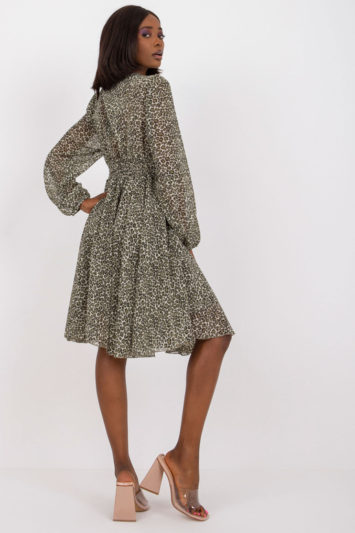 Zeleno-béžové šaty s potiskem a...