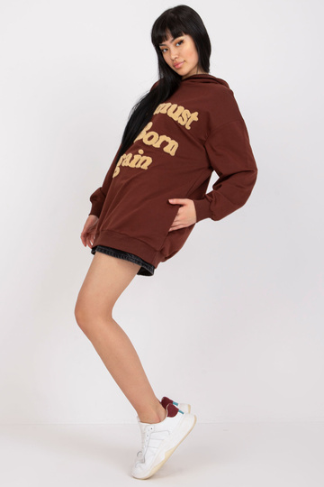 Hnědá mikina s kapucí a...