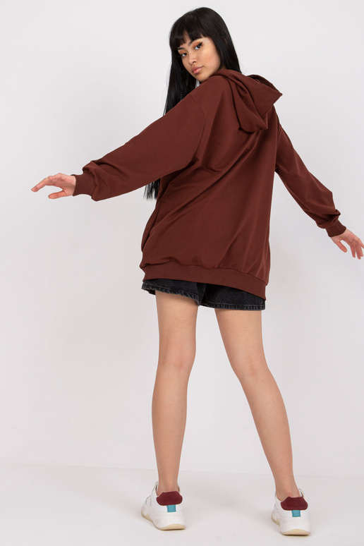 Hnědá mikina s kapucí a dlouhým rukávem