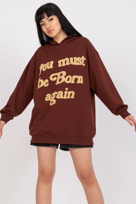 Hnědá mikina s kapucí a dlouhým rukávem