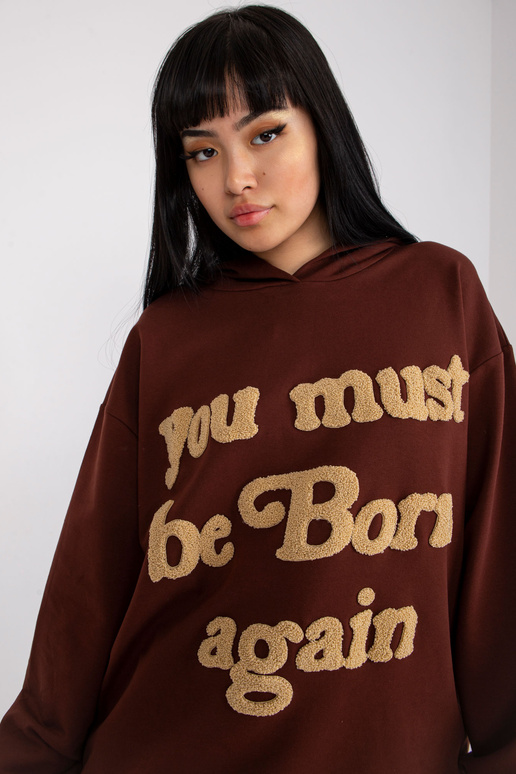 Hnědá mikina s kapucí a dlouhým rukávem