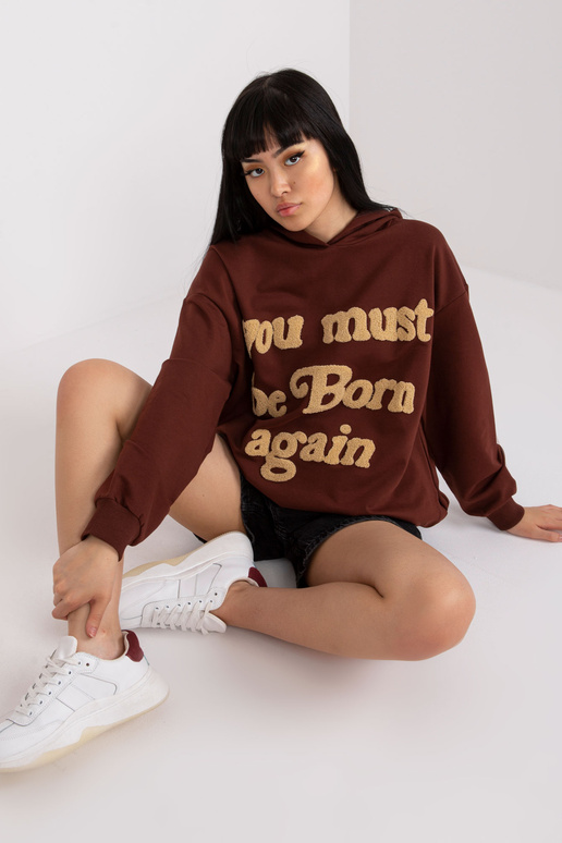 Hnědá mikina s kapucí a dlouhým rukávem