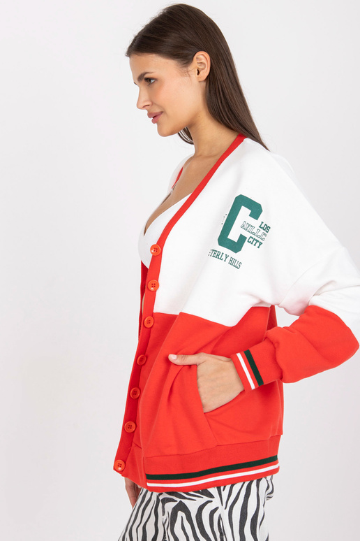 Bílá a červená mikina s knoflíky