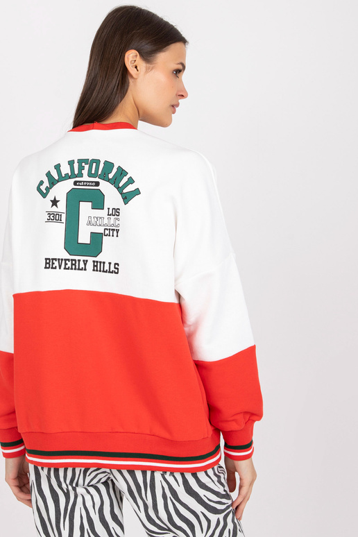 Bílá a červená mikina s knoflíky