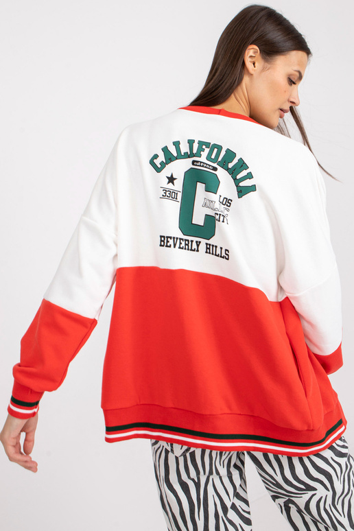 Bílá a červená mikina s knoflíky