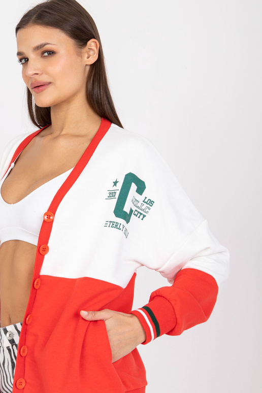 Bílá a červená mikina s knoflíky