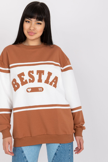 Hnědobílá mikina bez kapuce...