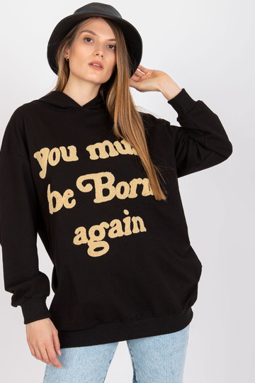 Černá volná mikina s kapucí...