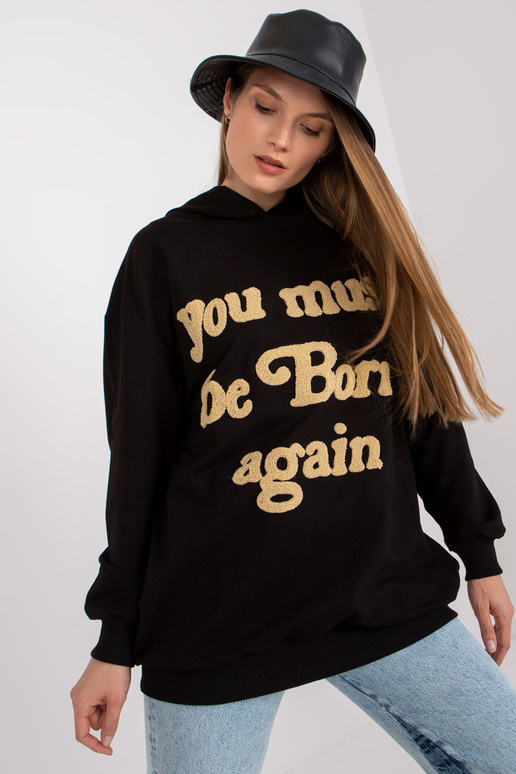 Černá volná mikina s kapucí a kapsami