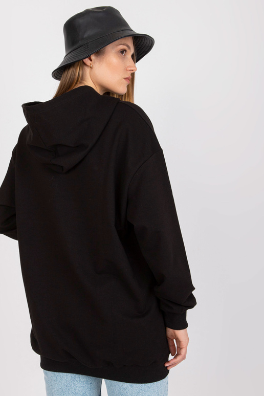 Černá volná mikina s kapucí a kapsami