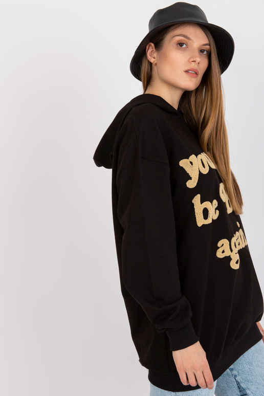 Černá volná mikina s kapucí a kapsami