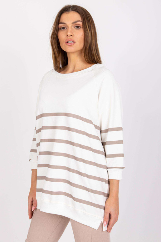 Ecru-tmavě béžová proužkovaná halenka...